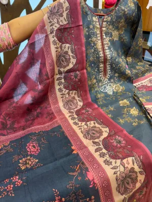 Swizz Lawn Floral Printed 3Pc Set